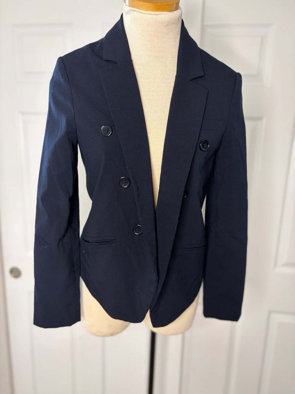 069-Forever 21 Double Breasted Blazer Size S Navy Blue Jacket